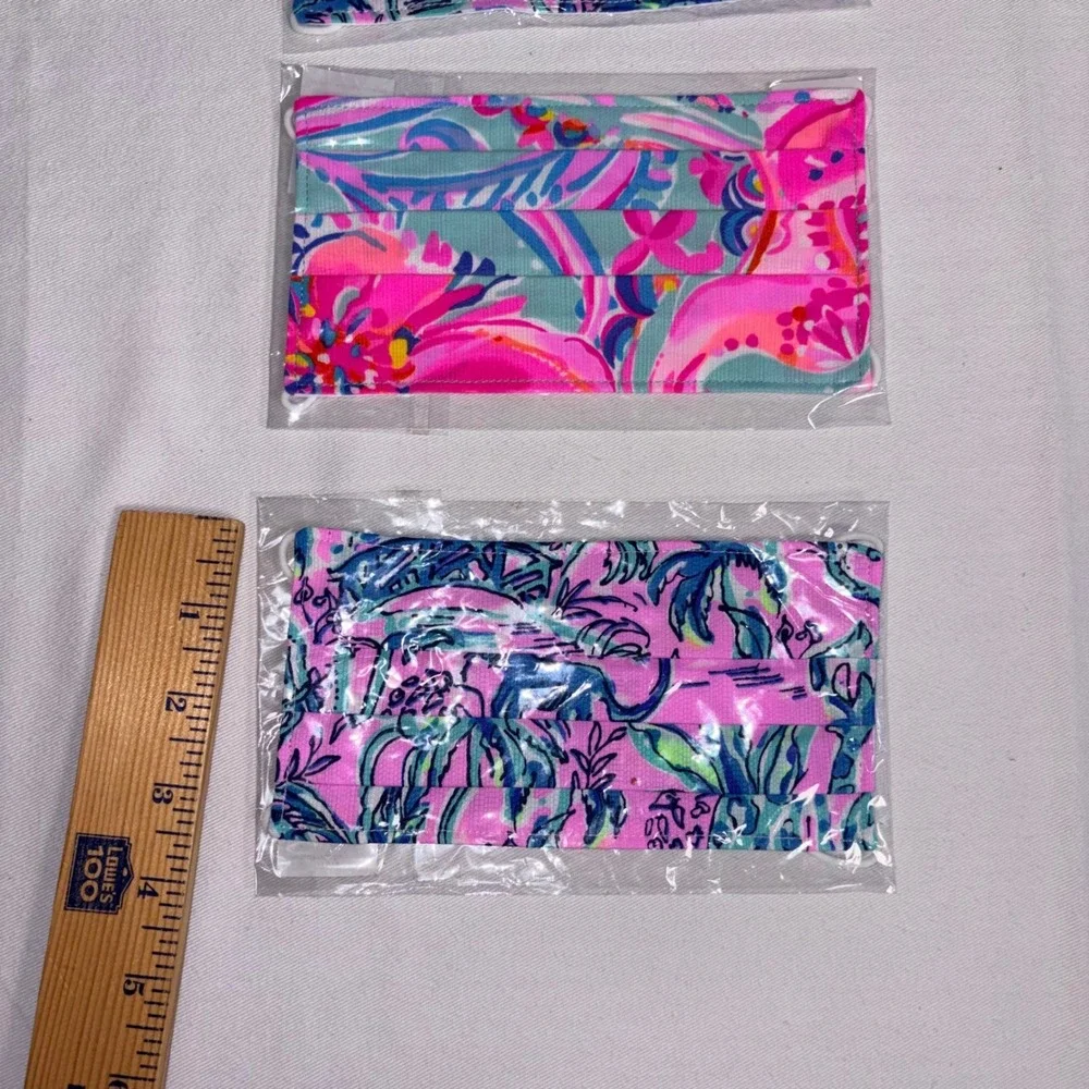 Lilly Pulitzer Face Mask Set 3PK OS Multi New NWT Floral Tropical Pleated Mask